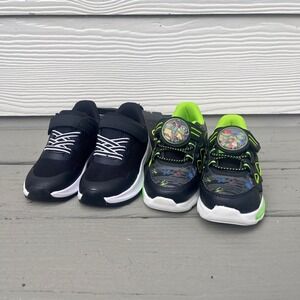 Athletic Works & TMNT Sneakers Kids Size 9 Black Green New Light Up Bundle